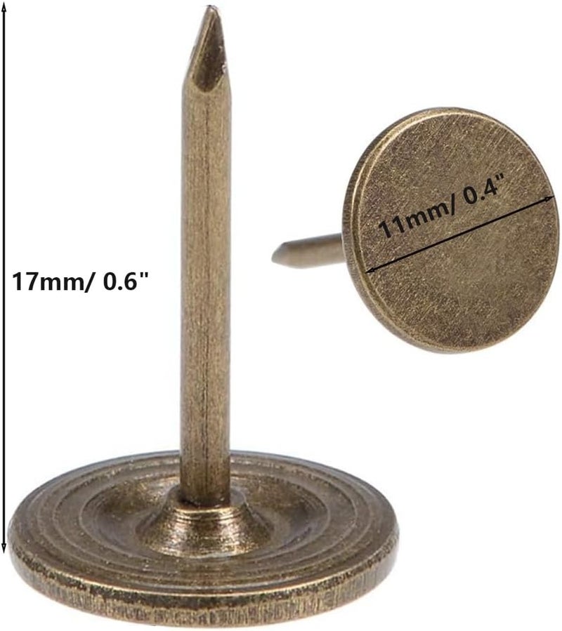 SANEMBER 100pcs Upholstery Thumb Tacks for Wall,7/16 Inch Wood Thumb Tacks,Upholstery Tacks Decorative for Wood,Sofa, Door, Jewelry Box (Bronze) - Image 2